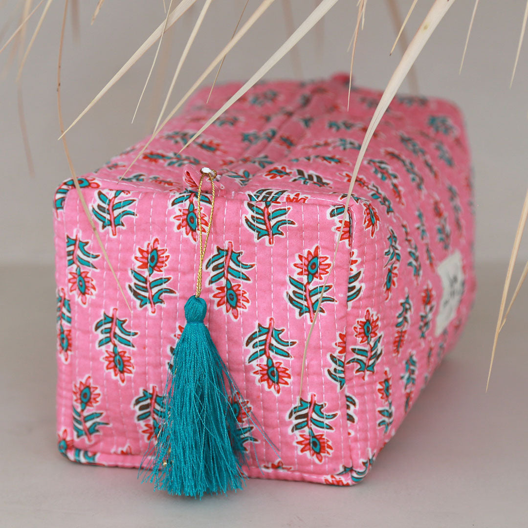 Trousse de toilette Blockprint Fez summer rose M