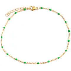 Bracelet de cheville petits points vert