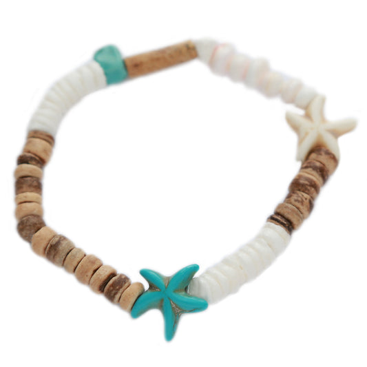 Bracelet coco étoile de mer turquoise 1000