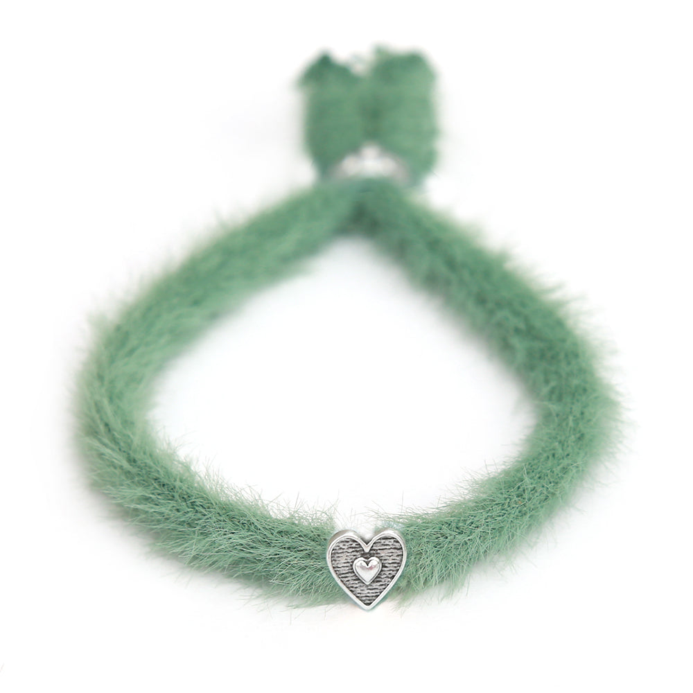 Bracelet fluffy vert argent