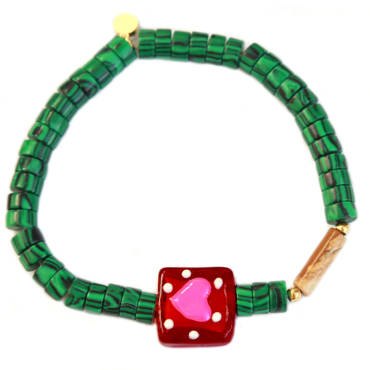 Armband malachiet hart