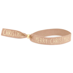 Suede bracelet Merry Christmas beige