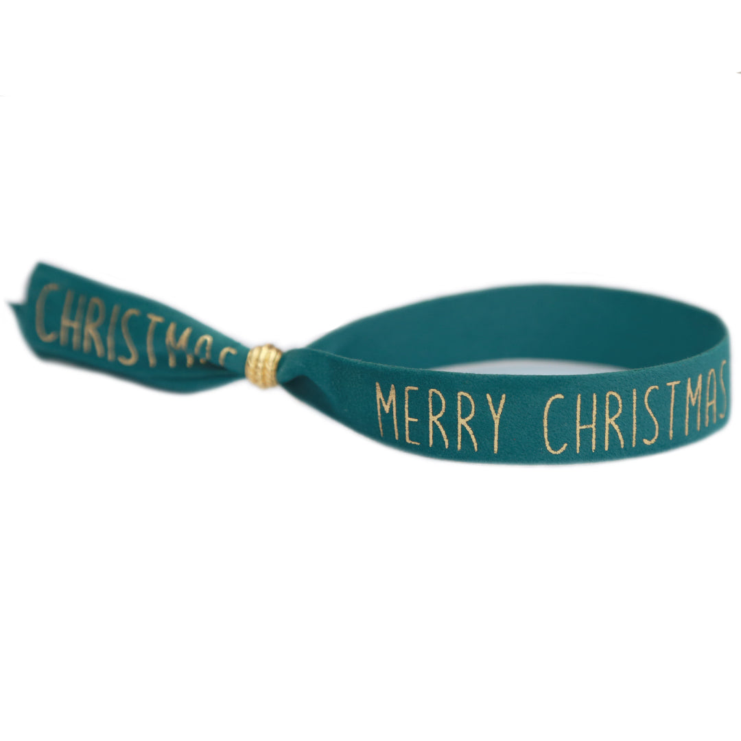 Suede bracelet Merry Christmas sea green