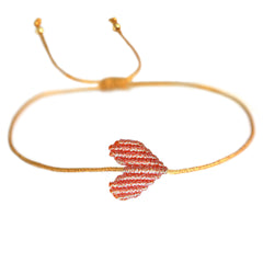 Bracelet coeur métallisé orange