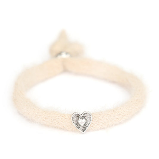 Armband fluffy creme zilver