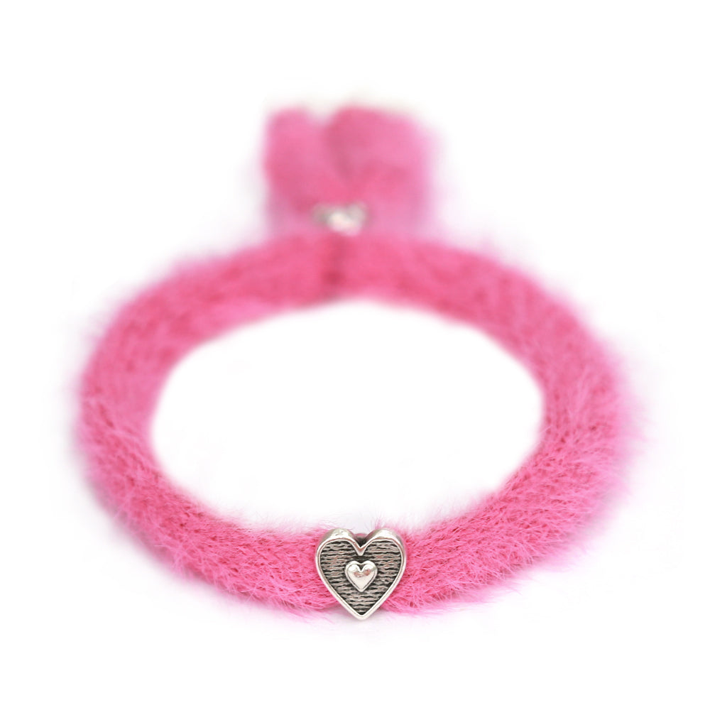 Armband flauschig rosa silber