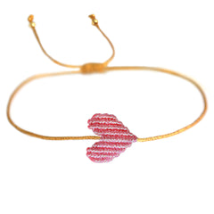 Bracelet heart metallic pink