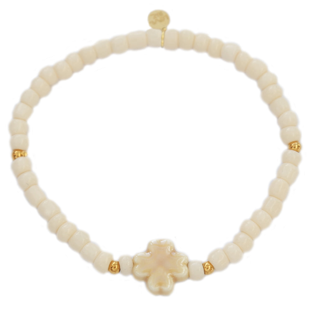 Bracelet clover stone cream