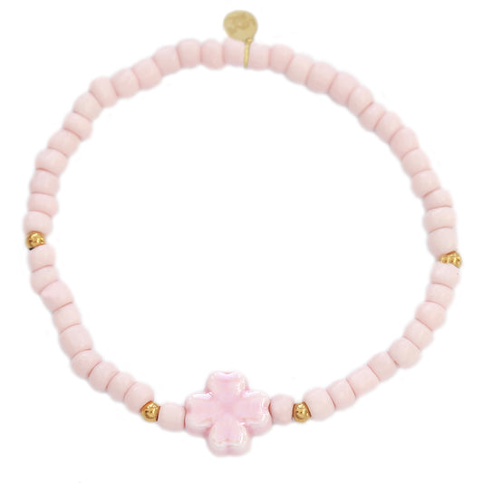 Bracelet pierre trèfle rose clair 1000