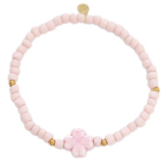 Bracelet clover stone light pink