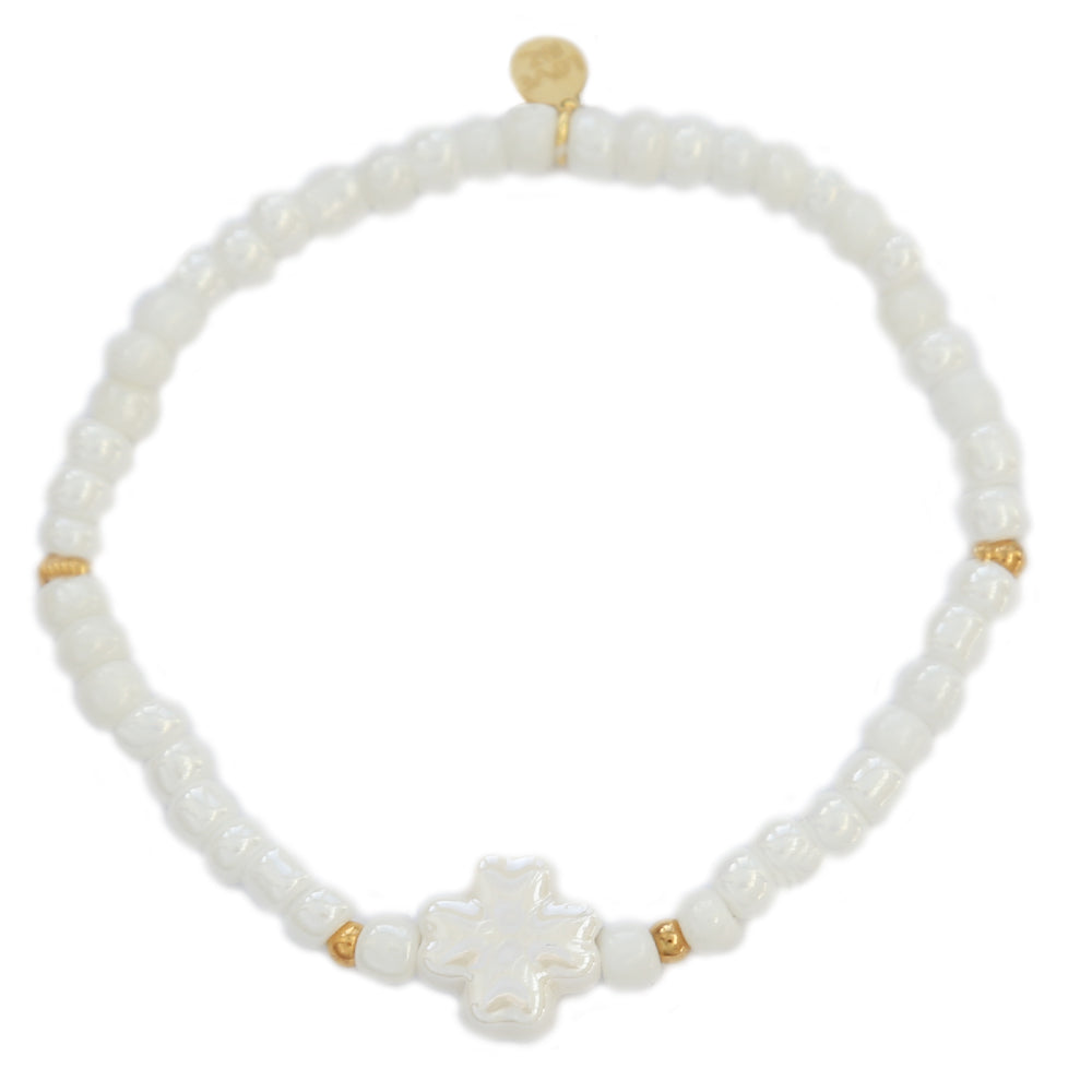 Bracelet clover stone white