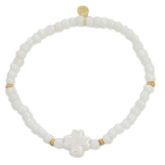 Bracelet clover stone white 1000