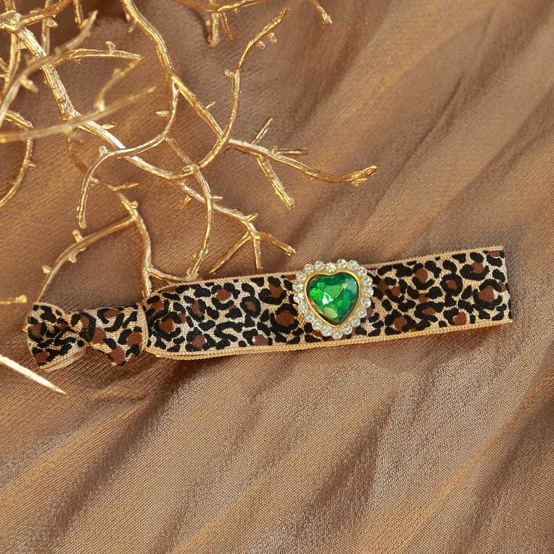 Bracelet leopard rhinestone green