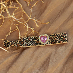 Bracelet leopard rhinestone rose