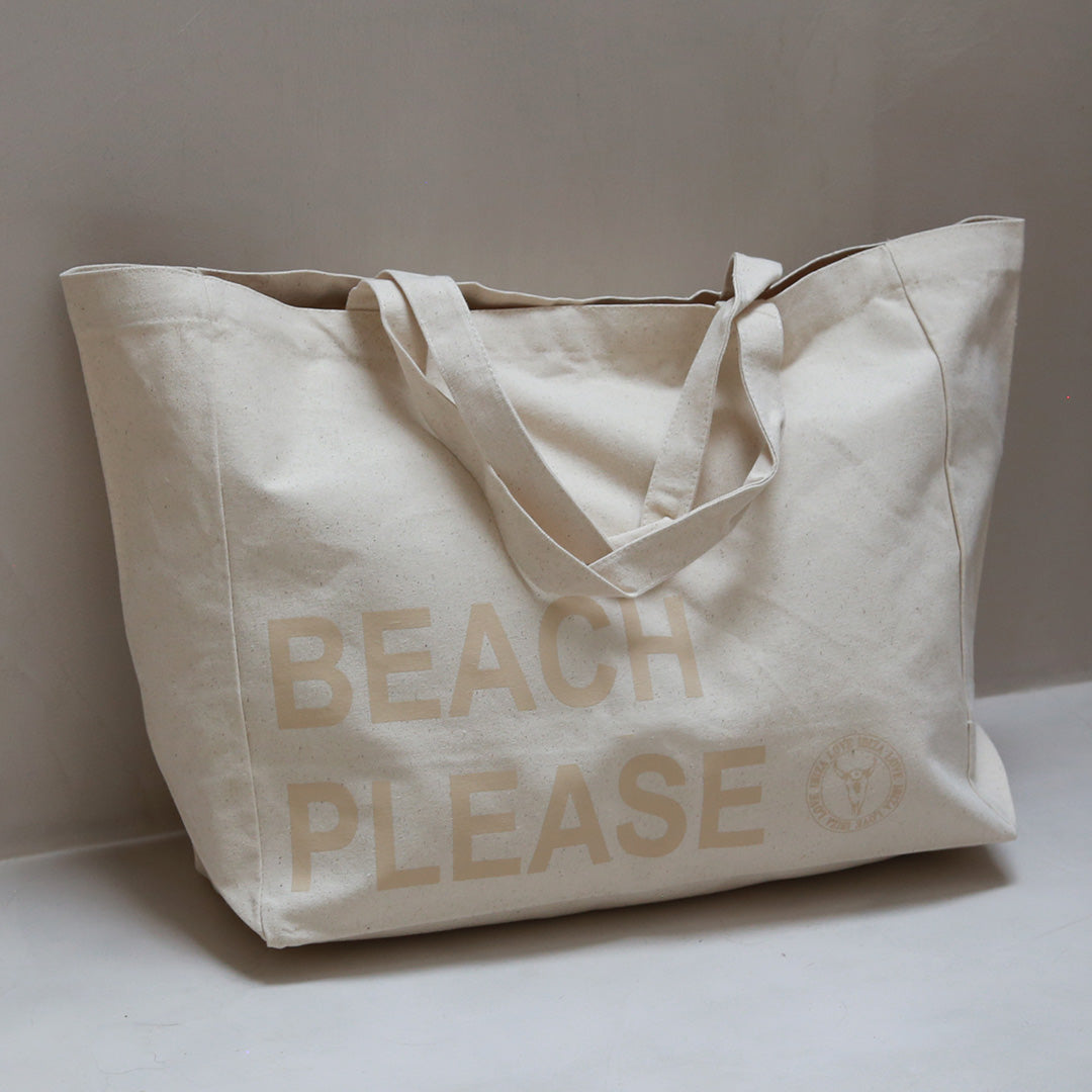 Canvas Strandtasche beach please beige