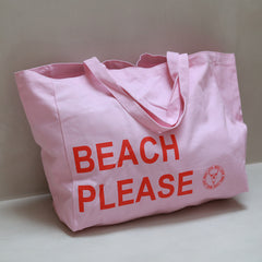 Canvas strandtas beach please pink