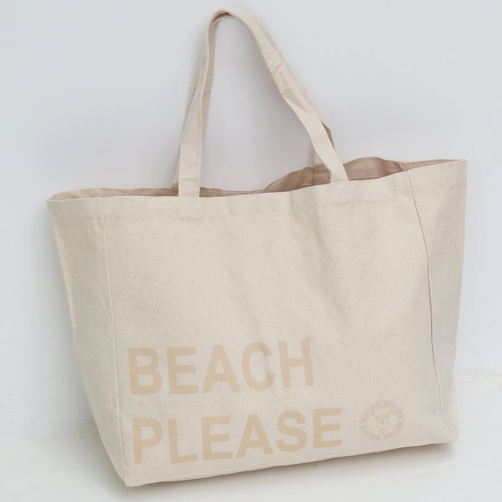 Canvas strandtas beach please beige