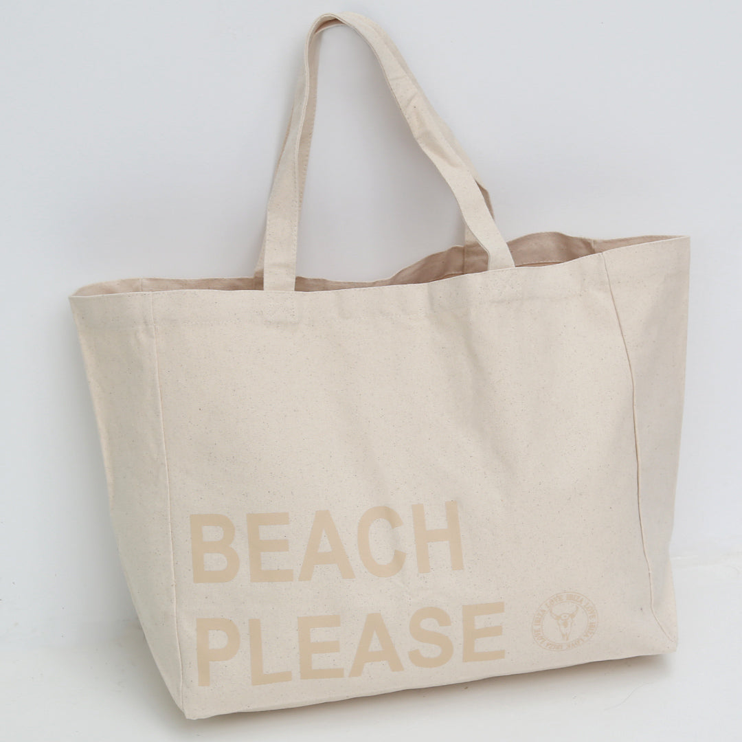 Canvas Strandtasche beach please beige