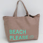 Canvas strandtas beach please turquoise peach