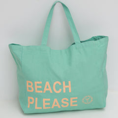 Canvas Strandtasche Beach Please türkis pfirsich