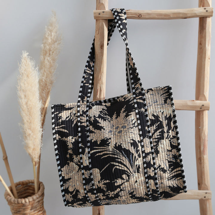 Blockprint shoulder bag leaves black