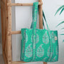 Block print shoulder bag tiger pink