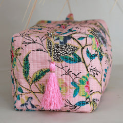  Trousse de toilette blockprint Fez light pink flower M