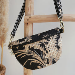 Crossbody tas leaves zwart