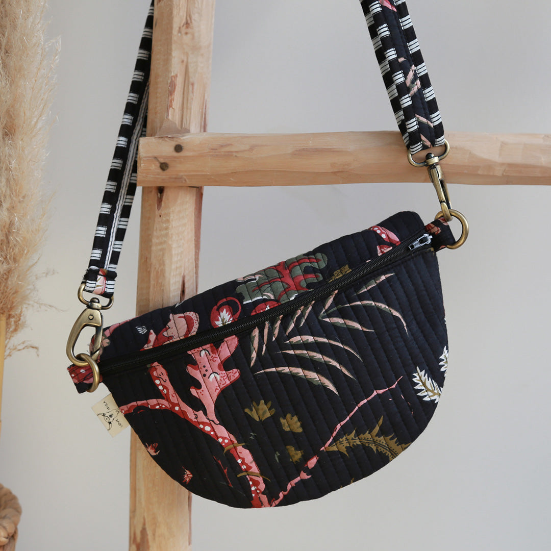 Crossbody tas flower zwart