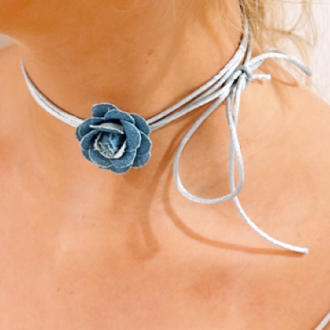 Choker flower denim