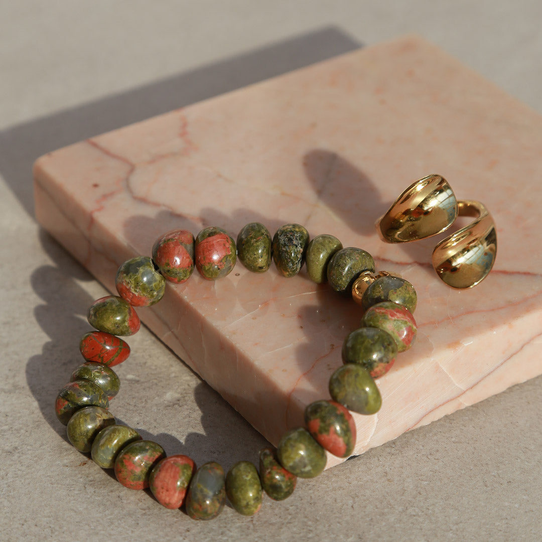 Armband unakite groen