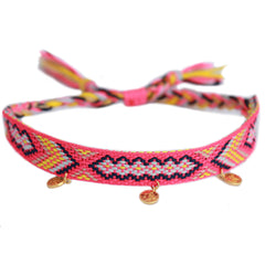 Anklet cotton aztec pink golden coin