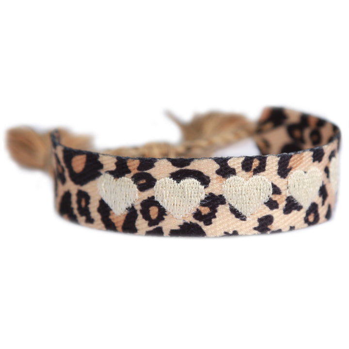 Gewebtes Armband leopard heart