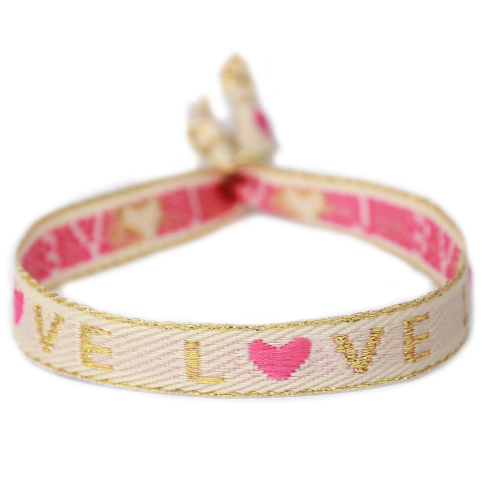 Woven bracelet cream love gold