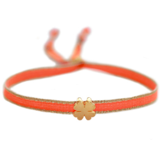 Woven bracelet clover orange 1000