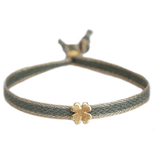 Geweven armband klaver olive