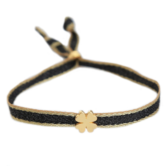 Woven bracelet clover black 1000