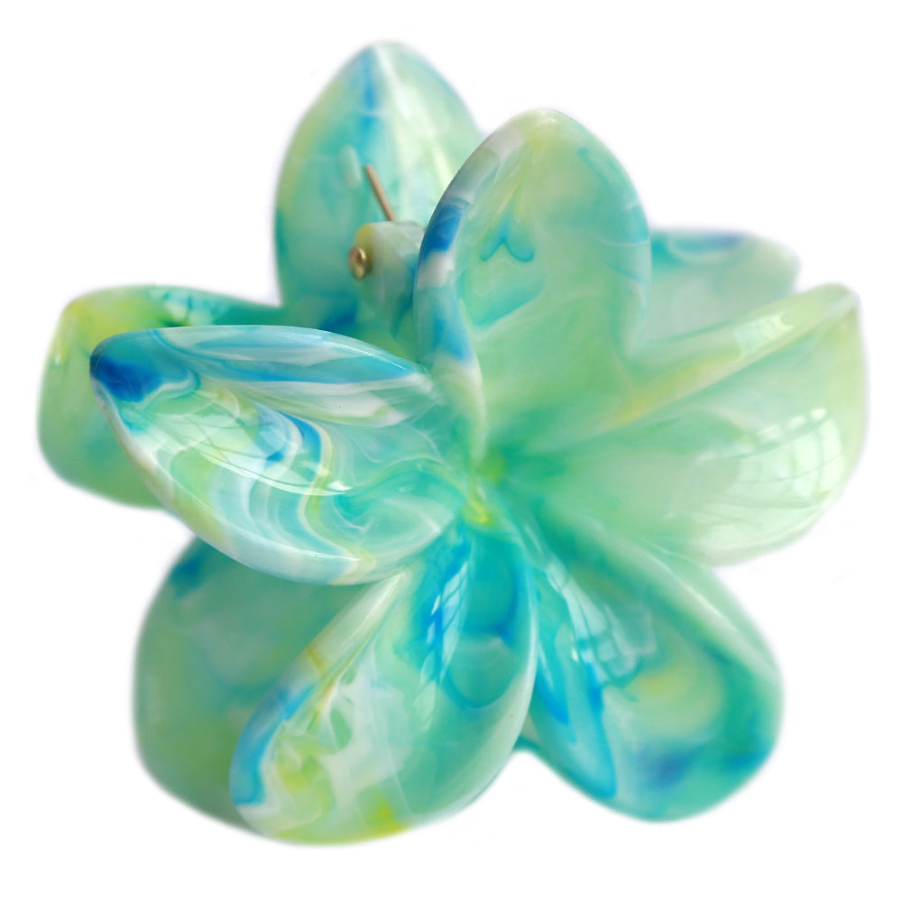 Hair clip flower pastel swirl green