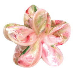 Hair clip flower pastel swirl green/pink