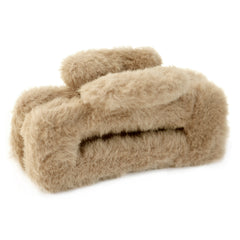 Hair clip fluffy taupe