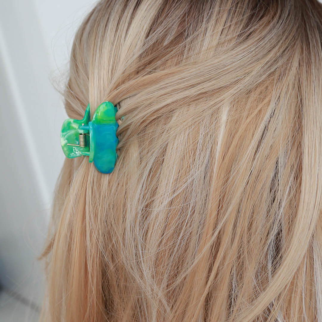 Hair clip set green/salmon