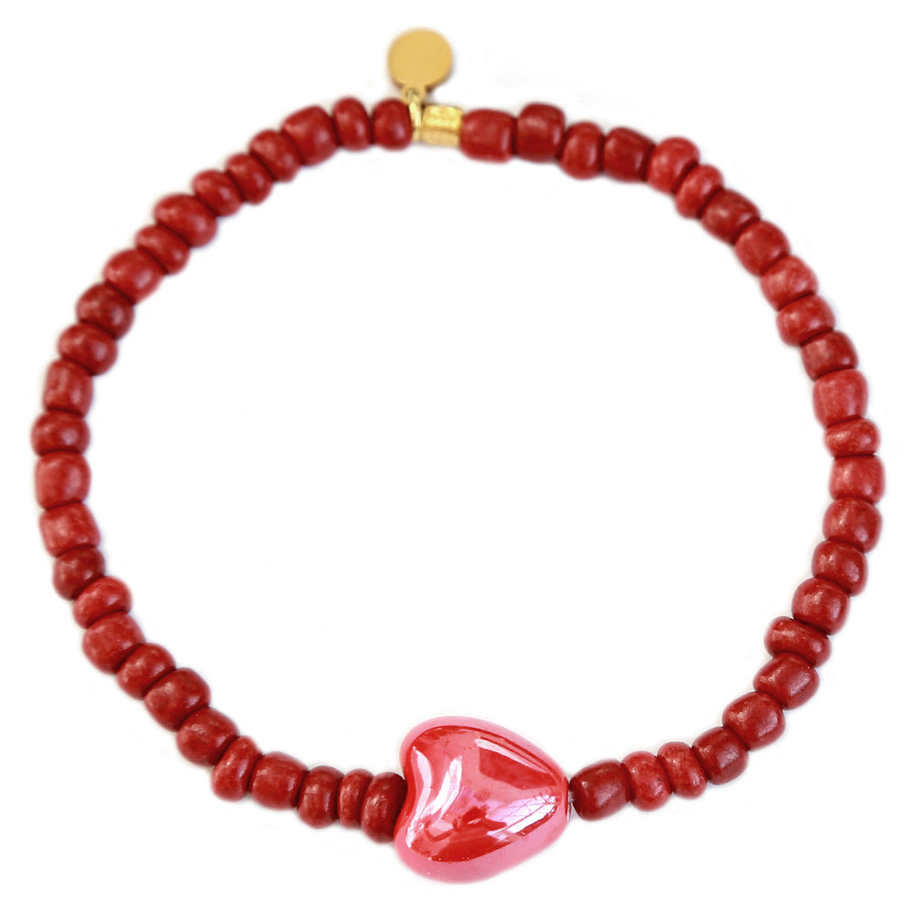 Armband stone hart rood