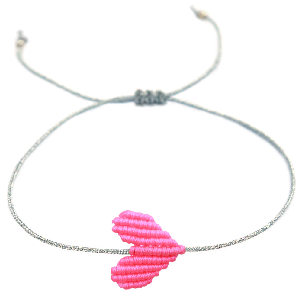 Armband baby pink heart silver