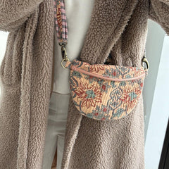 Crossbody bag flower beige