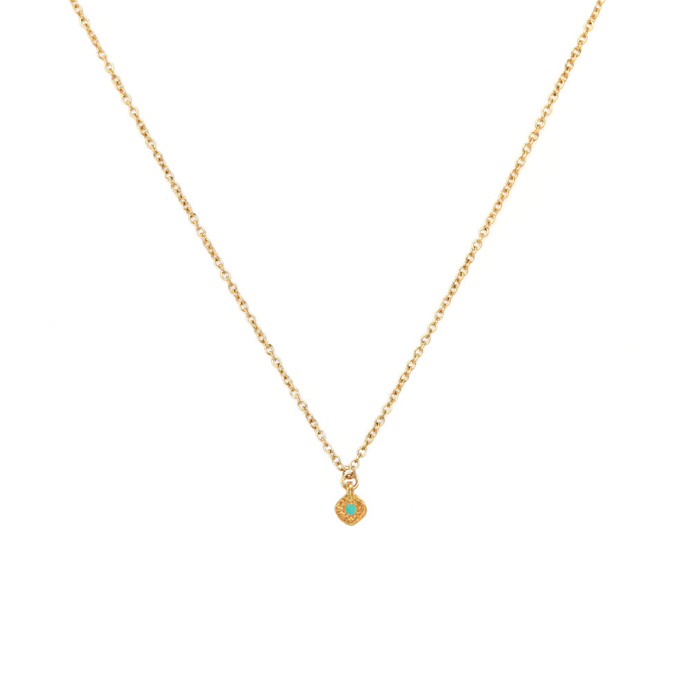 Gold chain fine turquoise amulet