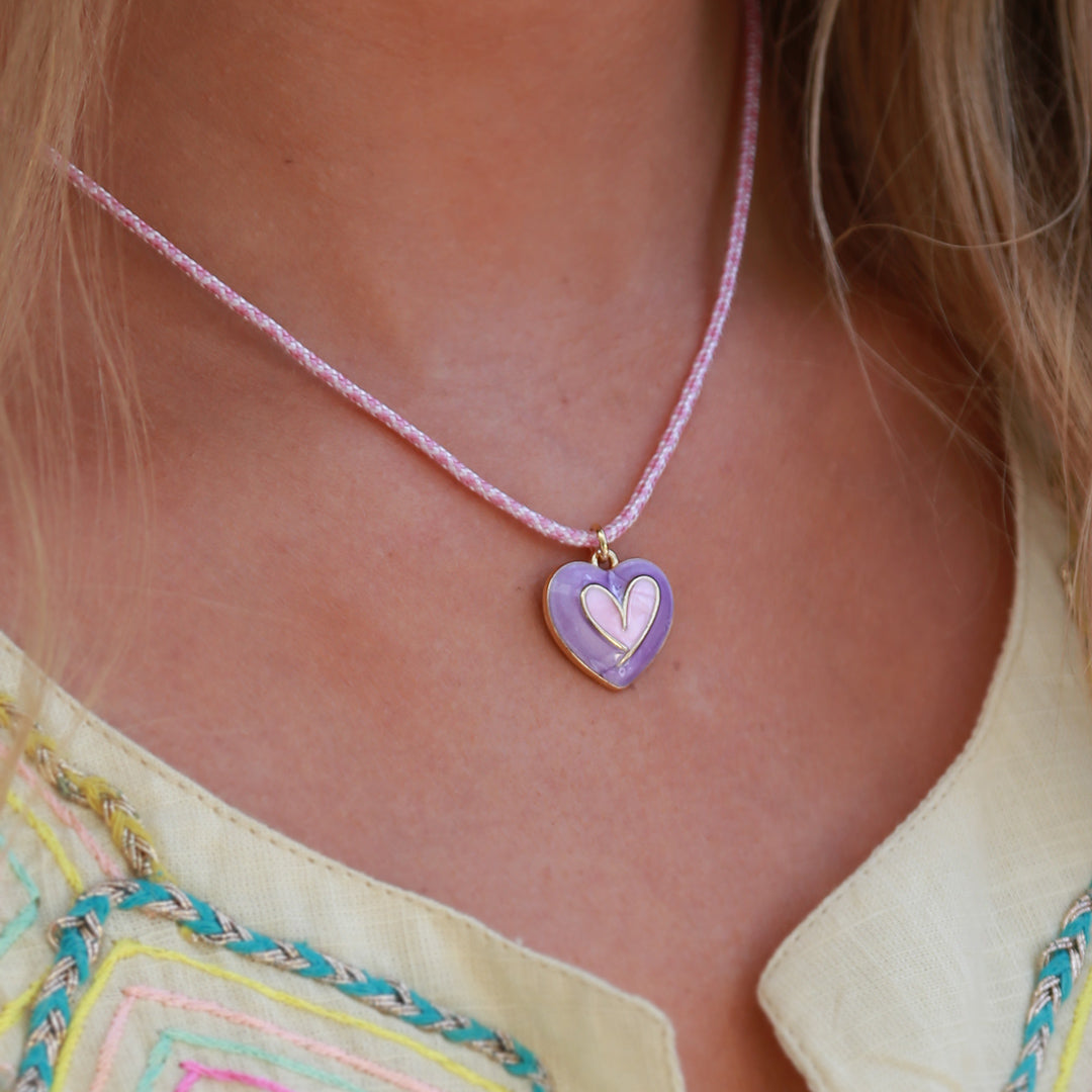 Ketting samos pink lila heart