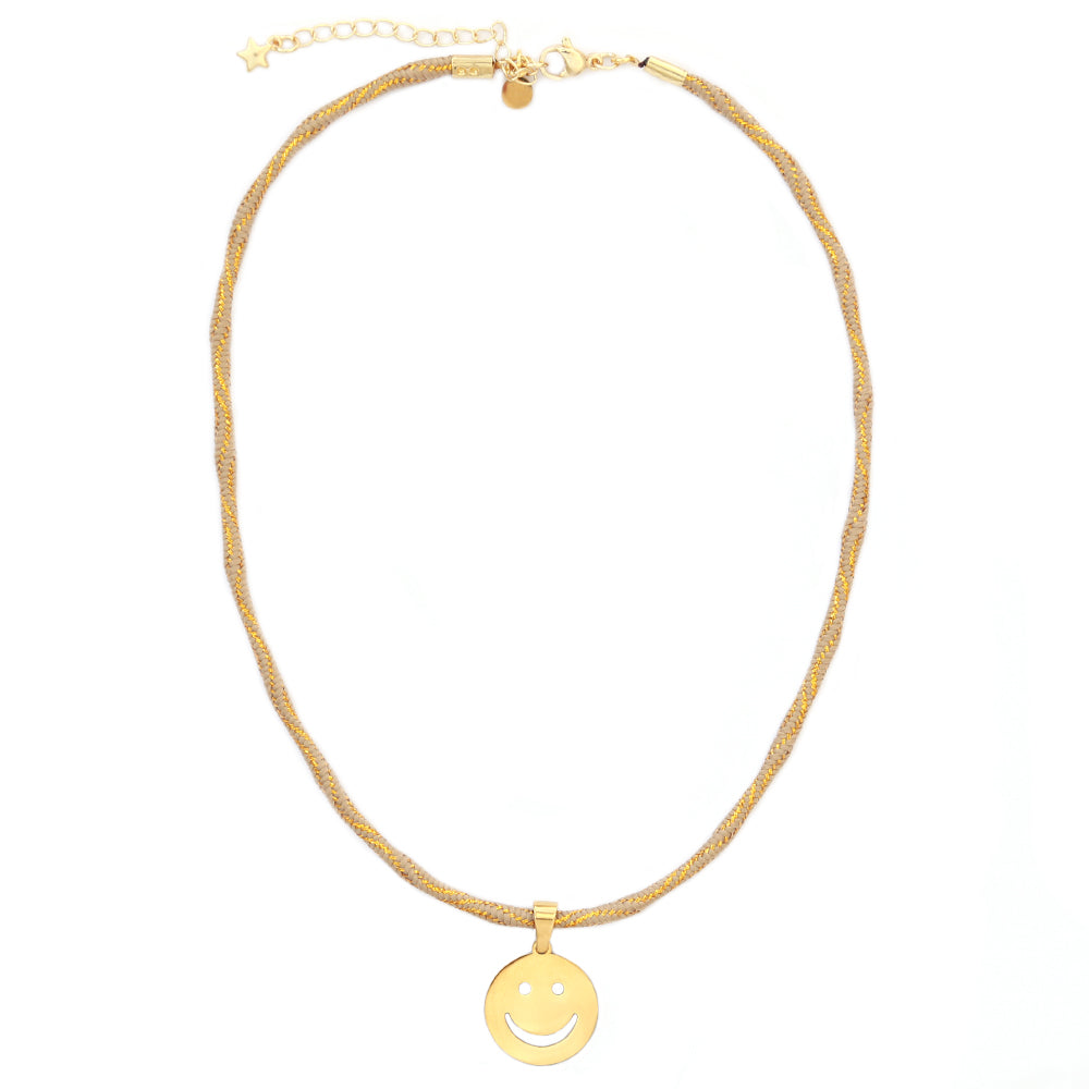 Ketting smiley beige goud