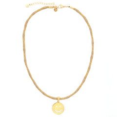 Necklace smiley beige gold