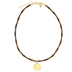 Ketting smiley zwart goud