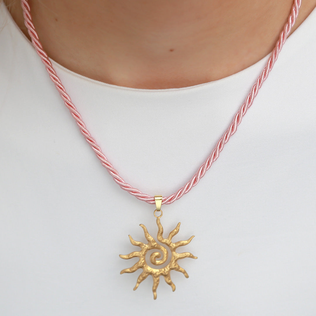 Statement ketting met zon roze